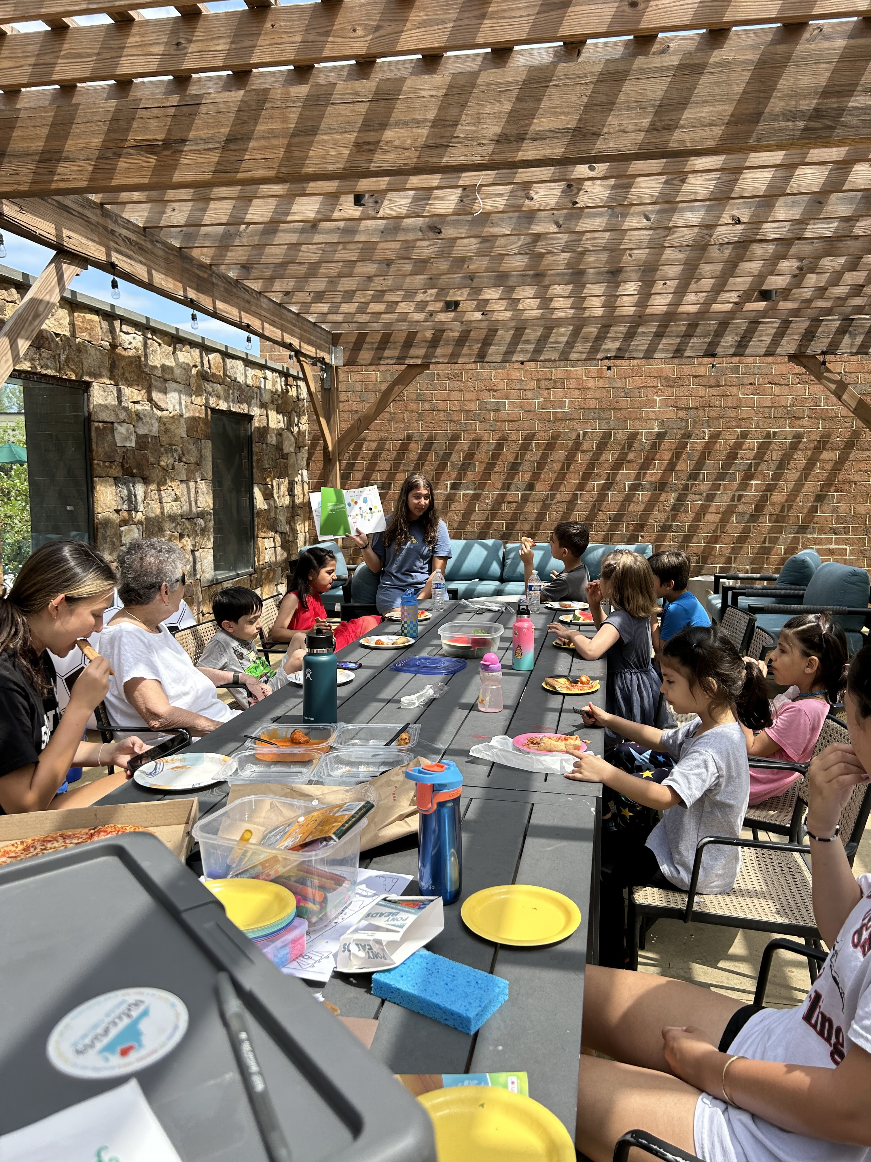 Children eating a meal at summer camp